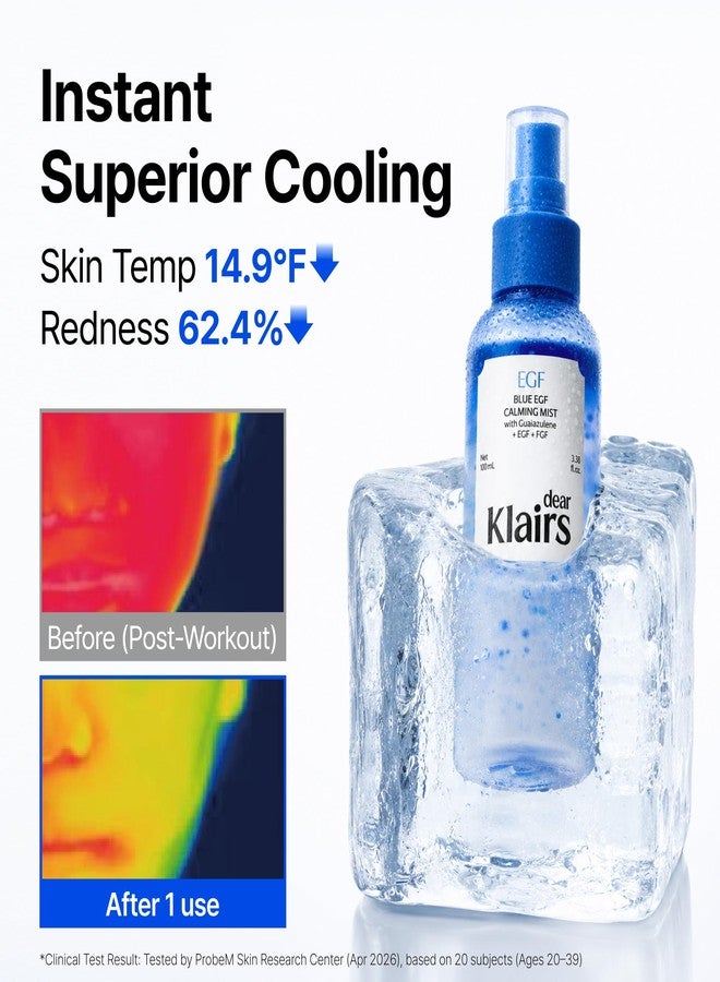 DearKlairs Blue EGF Cooling Mist, Bi-Phase Face Mist, EGF+Guaiazulene, Lightweight Non-Sticky Finish, Oily-Dehydrated & Sensitive Skin, Instant Cooling & Soothing, Korean Skincare, 3.38 fl oz - Image 4