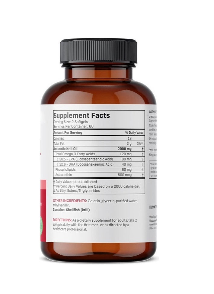 ANTARCTICA - Antarctic Krill Oil 2000 mg 120 Softgels | Omega-3 EPA, DHA, with Astaxanthin Supplement Sourced from Red Krill - Image 1