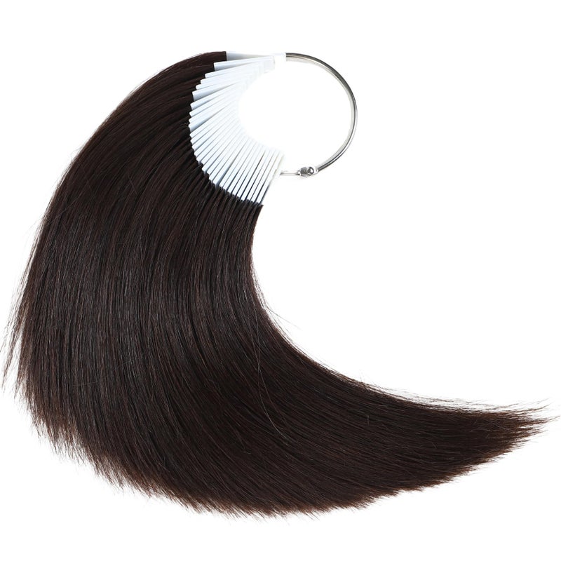 RINBOOOL Hair Swatches for Testing Color Dark Brown Tone Level 2 Real Natural Remy Human Hair 30 Strands per Pack 8 Inches