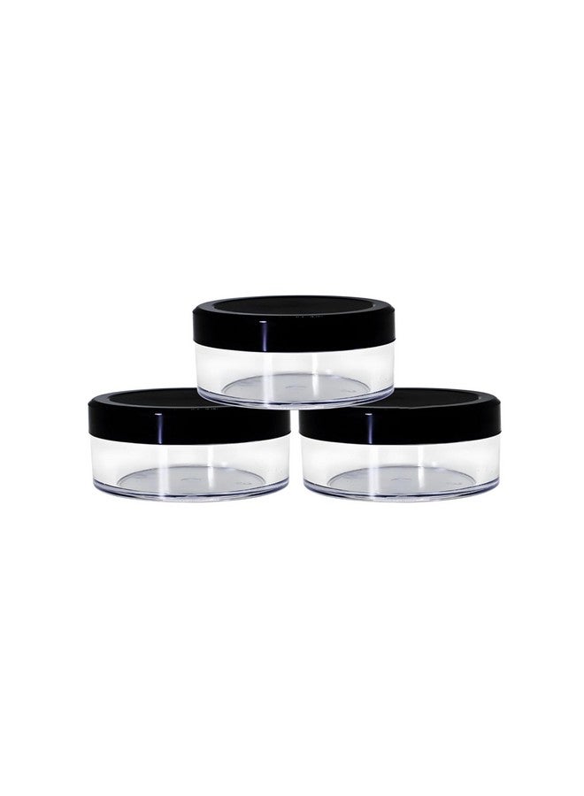 Hian Refillable Cosmetic Jars | 15GM - 3.8 x 2.5 cm (Pack of 3) | Acrylic Plastic with Leakproof Black Lids | Compact & Reusable for Travel | Ideal for Storing Creams, Balms & Skincare Essentials - Image 1