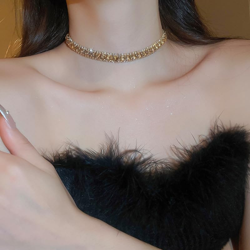 Paxuan Women Rhinestone Crystal Jewelry Set Tennis Design Rhinestone Choker Necklace Link Bracelet Teardrop Earrings Set Wedding Bridal Bridesmaids Party - Image 3