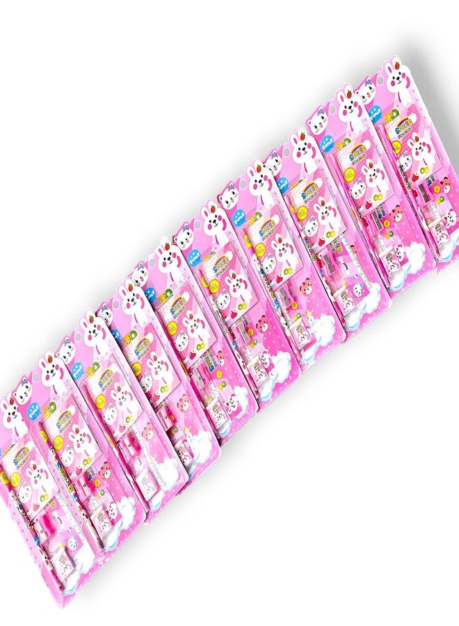 Tresneria Kids Stationery Set | Pack of 10 | Pencil | Eraser | Sharpener | Ruler | Notebook | Birthday Return Gift | Pink Blush - Image 1