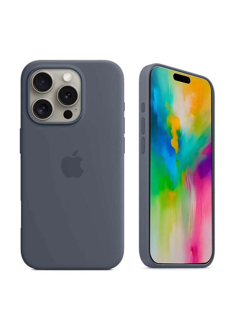 Wtech - Apple iPhone 16 Pro Max 2024 Premium Soft Liquid Silicone Case Cover - Strom Blue - Image 1
