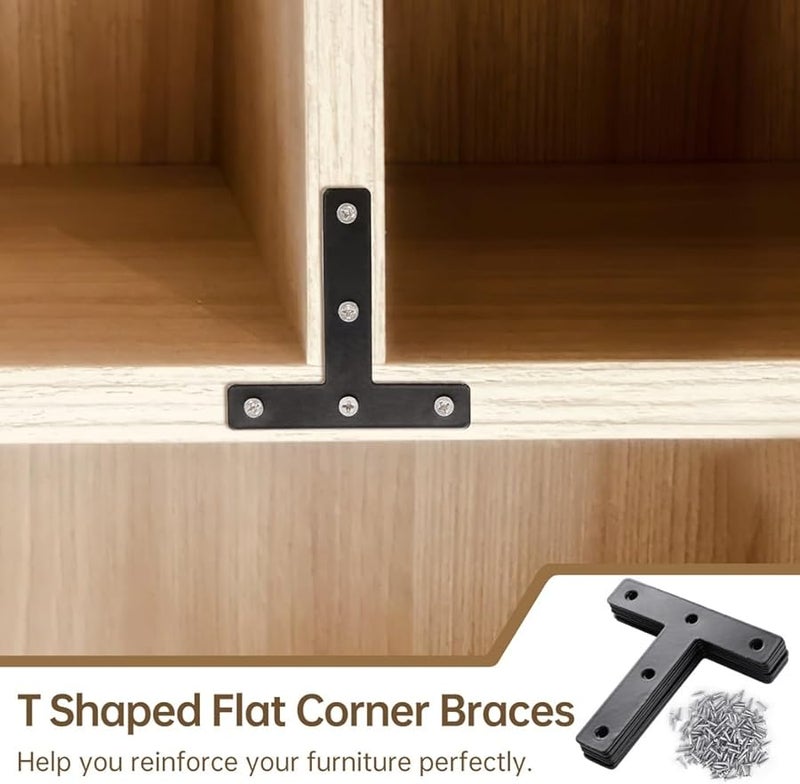 20 Pack 3 1 Inch Black T Shaped Heavy Duty Corner Braces With Screws For Furniture Reinforcement - Image 5