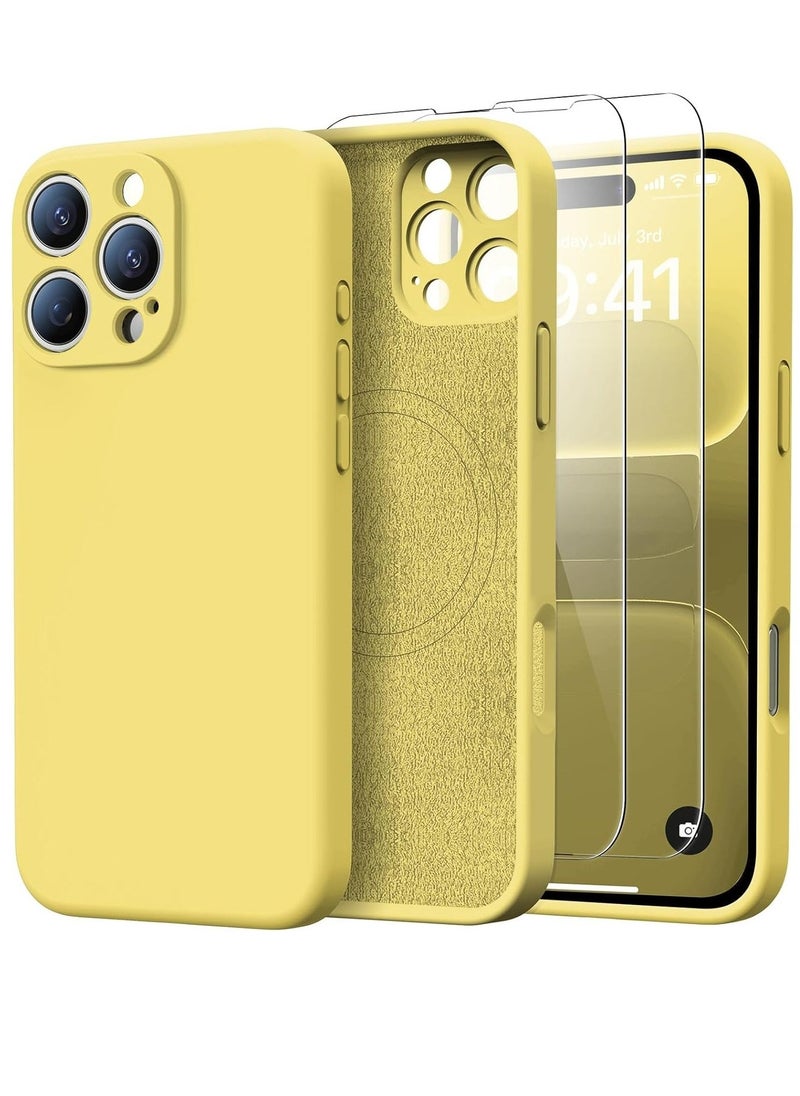 Raxoom iPhone 16 Pro Max Case with 2 Screen Protectors - MagSafe Compatible, Upgraded Camera Protection, Liquid Silicone Protective Case (6.9”) - Yellow - Image 1