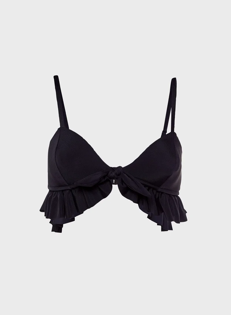 trendyol Ruffle Trim Plunge Bikini Top