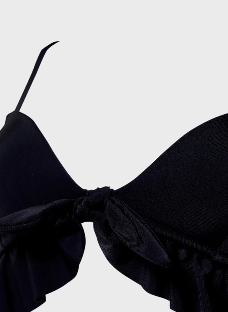 trendyol Ruffle Trim Plunge Bikini Top