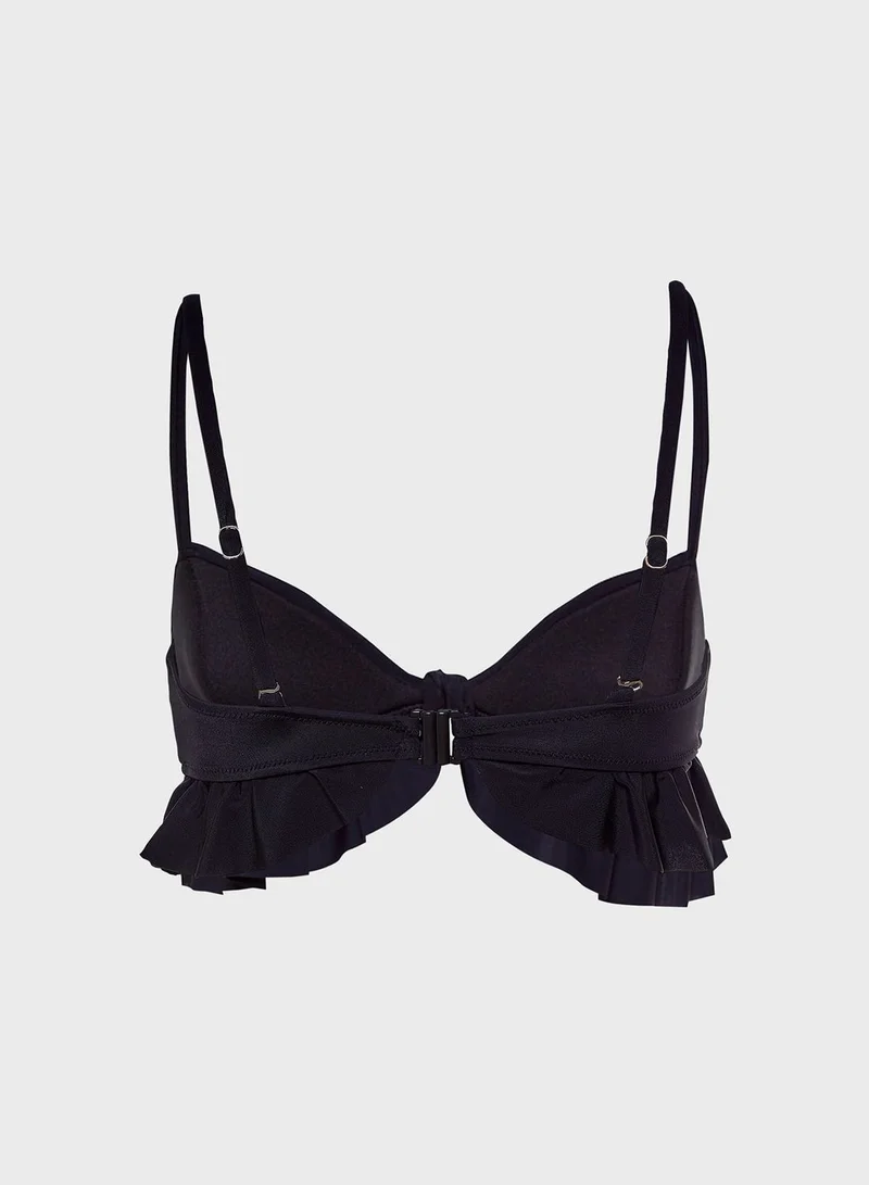 trendyol Ruffle Trim Plunge Bikini Top