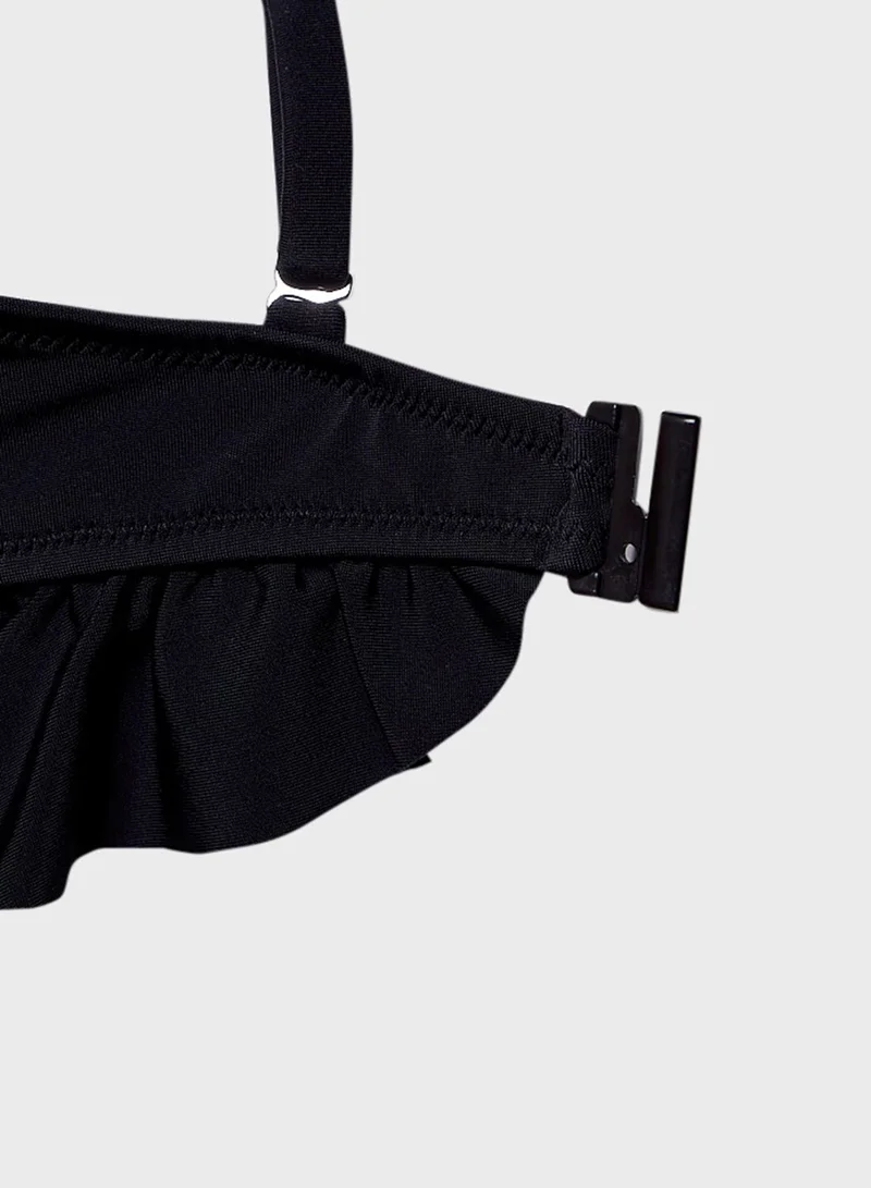 trendyol Ruffle Trim Plunge Bikini Top