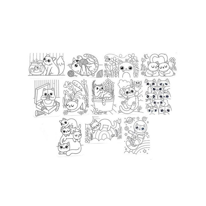 Ooly Undercover Art Hidden Pattern Coloring Activity, Smitten Kittens, Hidden Patterns, 6 Years+, 12.40 x 0.10 x 18.39cm, Black And White - 12 Pieces - Image 2
