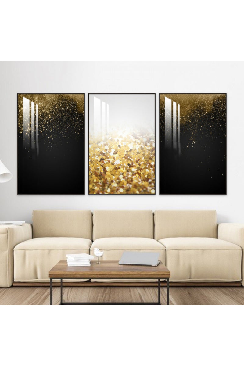 Marktna Three wooden wall painting with a frame and a clear acrylic layer - Image 1
