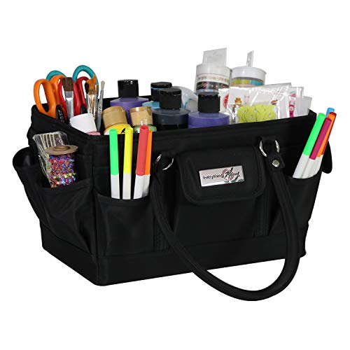 Everything Mary Deluxe Store & Tote Organizer – Black Craft Caddy with Handle – Collapsible Bag for Sewing, Scrapbooking, Art Supplies & DIY Project Organization - Image 1