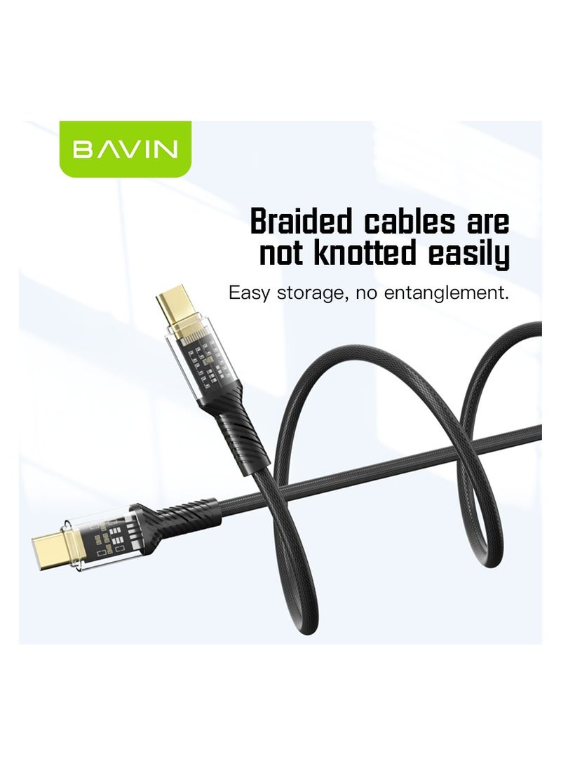 Bavin CB275 Power18W Fast Charging Data Cable Smart Chip & Durable Braided Cable For Usb-Type-C120 CM White - Image 5