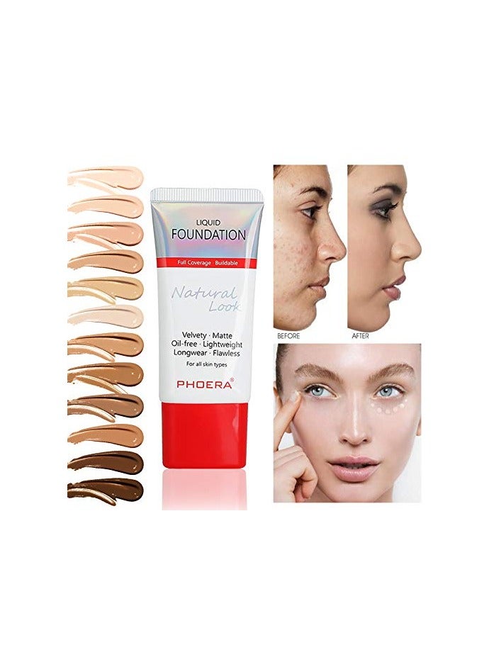 Phoera Liquid Foundation Natural Look 30ML 104 Buff Beige  2 Pack - Image 4