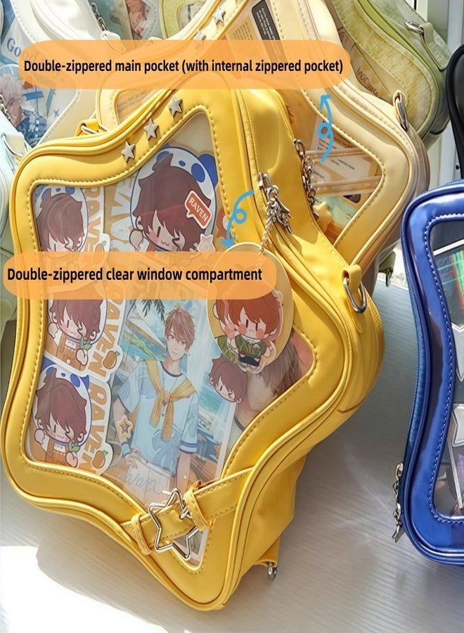 Vobomo Kawaii Ita Bag Backpack Star Pins Display Crossbody Bag with Insert Y2k Aesthetic Cute Handbag for Anime Comic Con, Yellow, M - Image 4