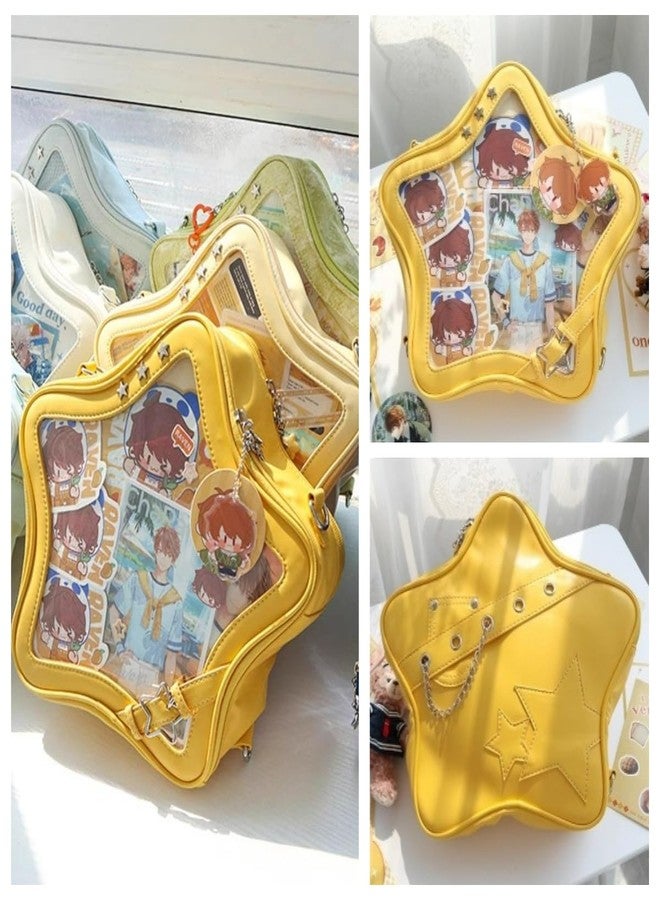 Vobomo Kawaii Ita Bag Backpack Star Pins Display Crossbody Bag with Insert Y2k Aesthetic Cute Handbag for Anime Comic Con, Yellow, M - Image 3