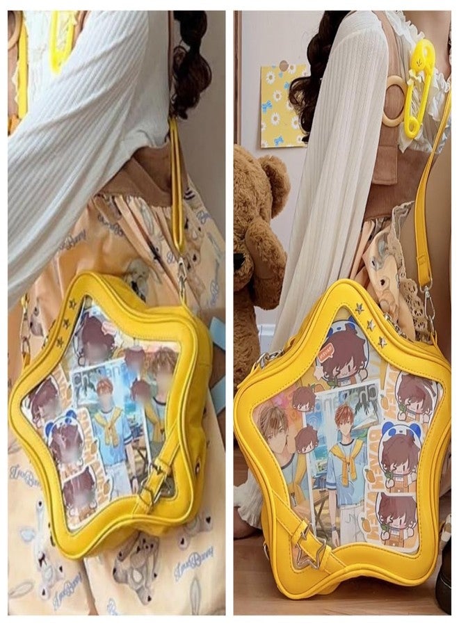 Vobomo Kawaii Ita Bag Backpack Star Pins Display Crossbody Bag with Insert Y2k Aesthetic Cute Handbag for Anime Comic Con, Yellow, M - Image 2