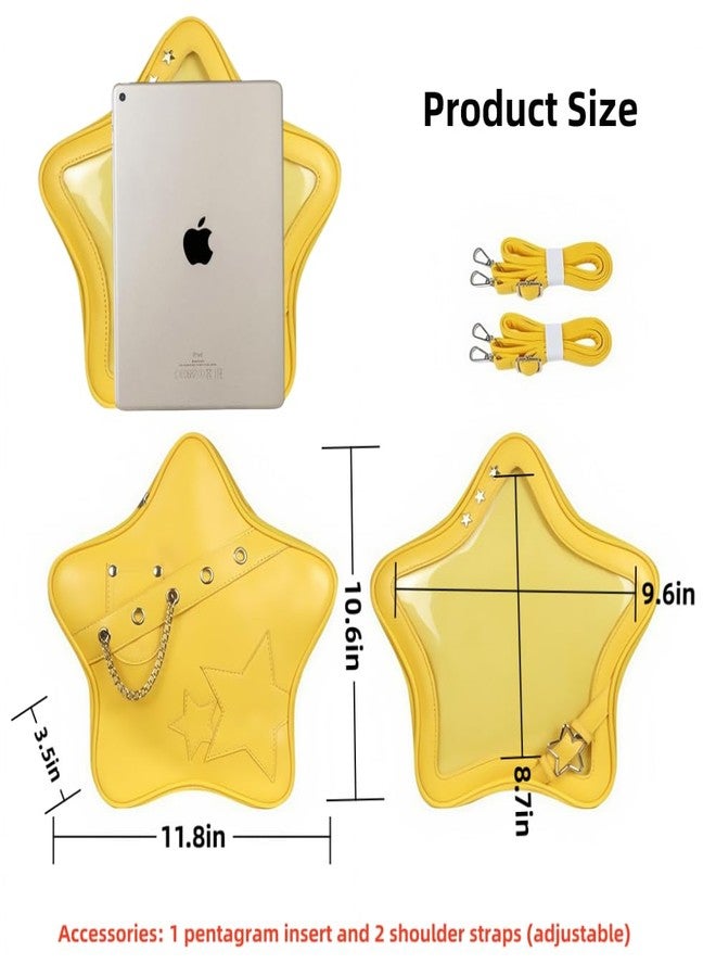 Vobomo Kawaii Ita Bag Backpack Star Pins Display Crossbody Bag with Insert Y2k Aesthetic Cute Handbag for Anime Comic Con, Yellow, M - Image 5