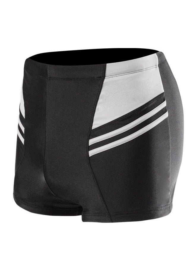 Loquat Men's Swimming Trunks Anti-embarrassment 2024 Plus Size Boxer Swimsuit Swimming Pool Training Hot Spring Sports Swimming Trunks-Color:Black And Gray- - Image 1