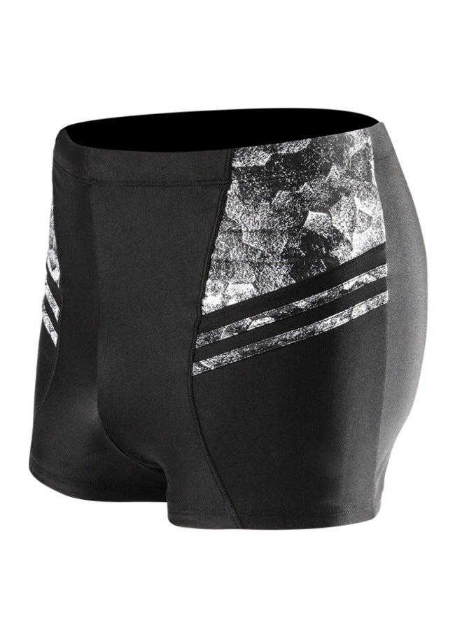 Loquat Men's Swimming Trunks Anti-embarrassment 2024 Plus Size Boxer Swimsuit Swimming Pool Training Hot Spring Sports Swimming Trunks-Color:Black And Gray- - Image 5