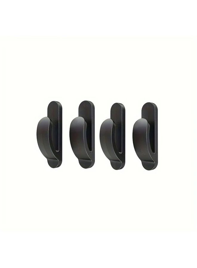 4pcs Black Car Hooks Heavy Duty Suction Cup Wall Mounted Organizers No Drill Installation - Image 1