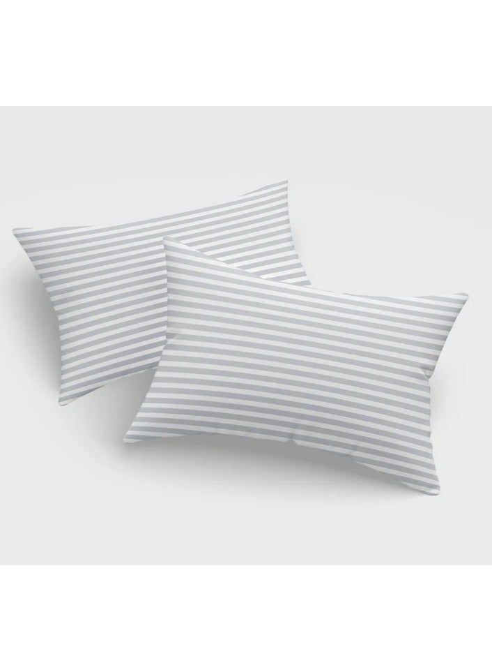 COMFY HYPOALLERHENIC WHITE STRIPE HOTEL QUALITY SET OF 2 COTTON LUXURIOUS PILLOW SET - Image 3