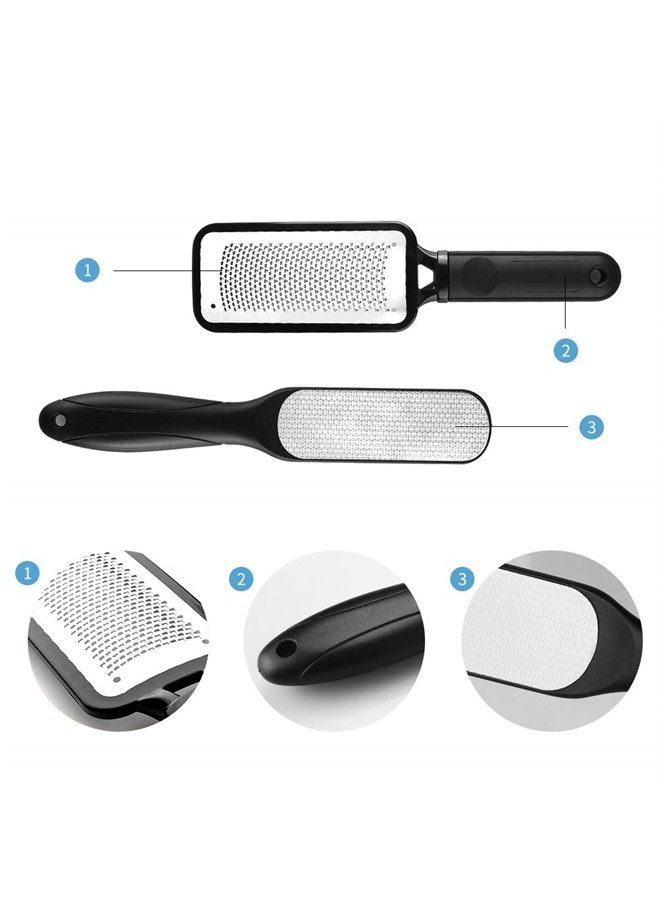 Fu Store Foot Files Callus Remover 2 Pcs Stainless Steel Foot Rasp and Dual Sided Foot File Professional Scrubber Pedicure Tools Premium for Foot - Image 2