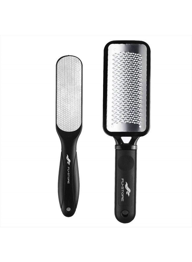 Fu Store Foot Files Callus Remover 2 Pcs Stainless Steel Foot Rasp and Dual Sided Foot File Professional Scrubber Pedicure Tools Premium for Foot - Image 1