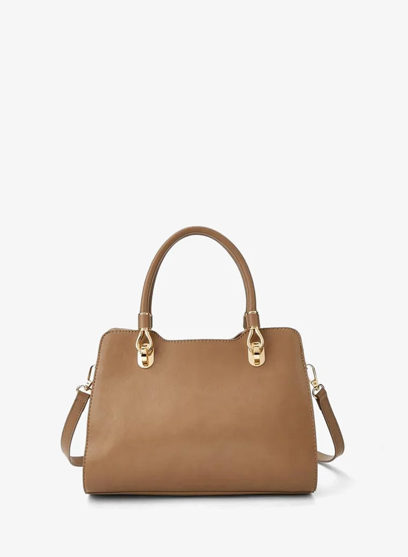 Flora Bella By Shoexpress BEIGE Solid Tote Bag with Double Handle and Zip Closure for Women | Best Price UAE