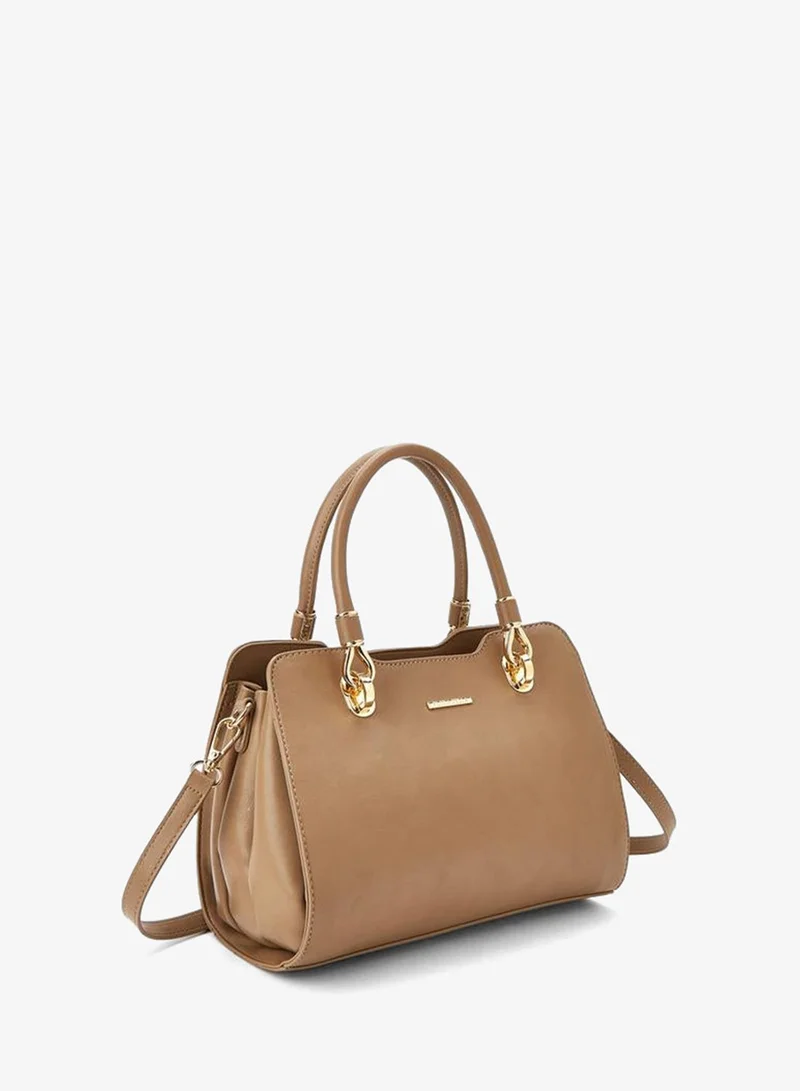 Flora Bella By Shoexpress BEIGE Solid Tote Bag with Double Handle and Zip Closure for Women | Best Price UAE