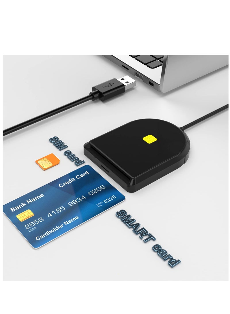 USB SIM Card Reader, ID Card Reader USB Smart Card Reader SIM Card Compatible Smart Card Reader for DOD Military USB Common Access CAC SIM ID IC Bank Health Insurance e-Tax Contact Chip Card Reader - Image 1