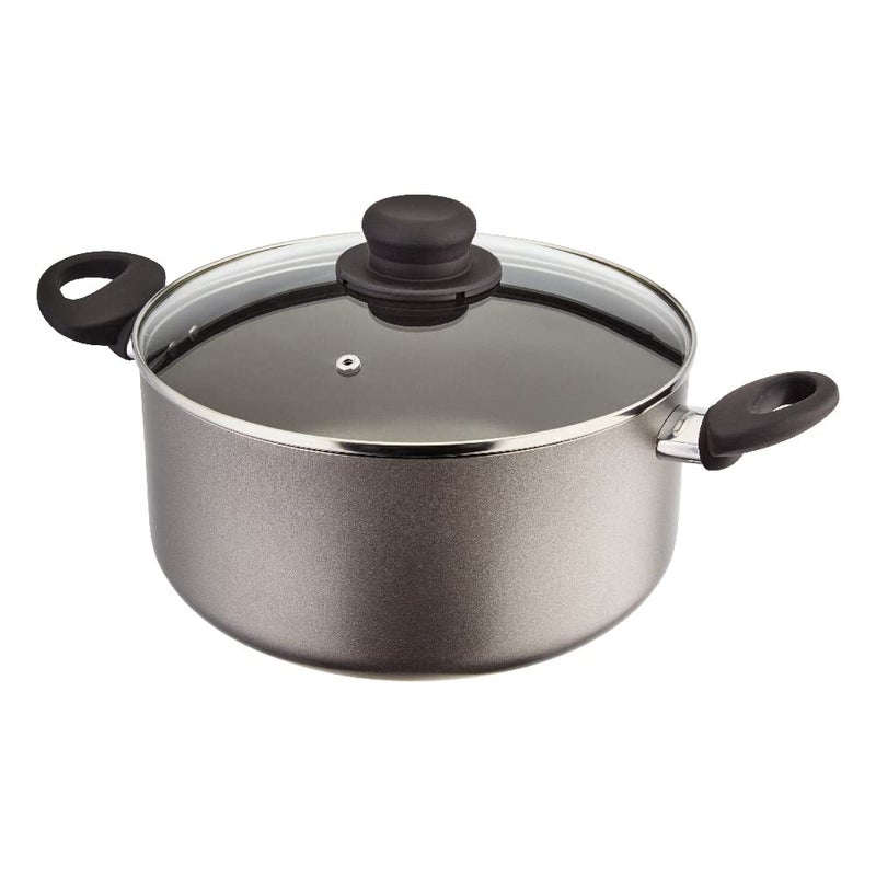 Judge Everyday 24cm NonStick Large Casserole Pot 46L with Vented Glass Lid and Stay Cool Handles Aluminium Dishwasher Safe Not Suitable for Induction Hobs Compatible with All Other Hobs