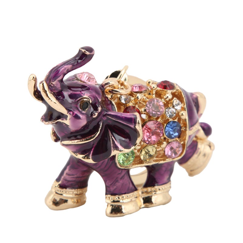 Keychain Exquisite RhinestoneEncrusted Elephant Car Bag Pendant for Girl Birthday Gift(Purple ) - Image 4
