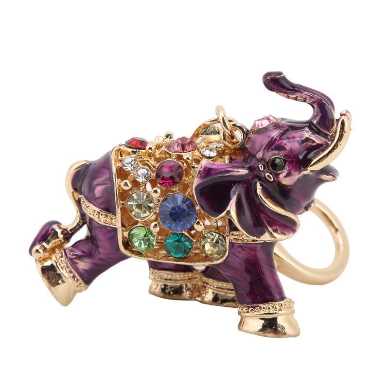 Keychain Exquisite RhinestoneEncrusted Elephant Car Bag Pendant for Girl Birthday Gift(Purple ) - Image 1