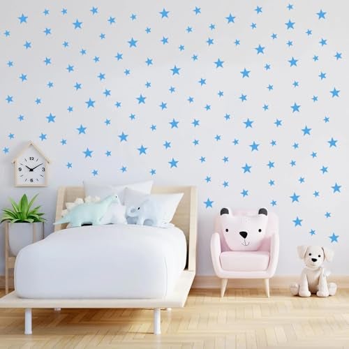 BugyBagy Baby Blue Star Stickers for Boys and Girls Nursery, Wall Decals for Kids Room (Light Blue, Mix Star 112Pcs) - Image 2