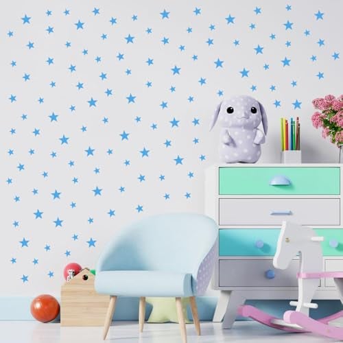 BugyBagy Baby Blue Star Stickers for Boys and Girls Nursery, Wall Decals for Kids Room (Light Blue, Mix Star 112Pcs) - Image 3