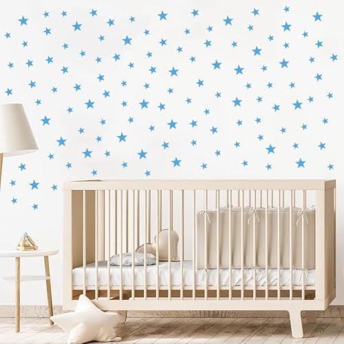BugyBagy Baby Blue Star Stickers for Boys and Girls Nursery, Wall Decals for Kids Room (Light Blue, Mix Star 112Pcs) - Image 4