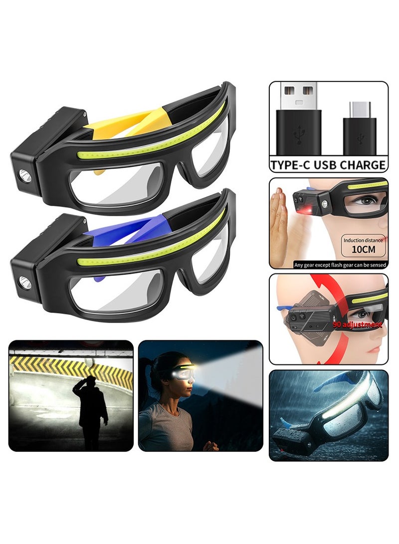 Safety Glasses with Lights,Cycling Glasses and Goggles - Safety Cycling Eyewear with TYPE-C Light Anti-Fog for Welding Sports Motorcycle Driving Fishing Women Men(1pcs Blue) - Image 1