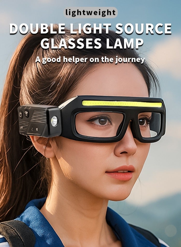 Safety Glasses with Lights,Cycling Glasses and Goggles - Safety Cycling Eyewear with TYPE-C Light Anti-Fog for Welding Sports Motorcycle Driving Fishing Women Men(1pcs Blue) - Image 2