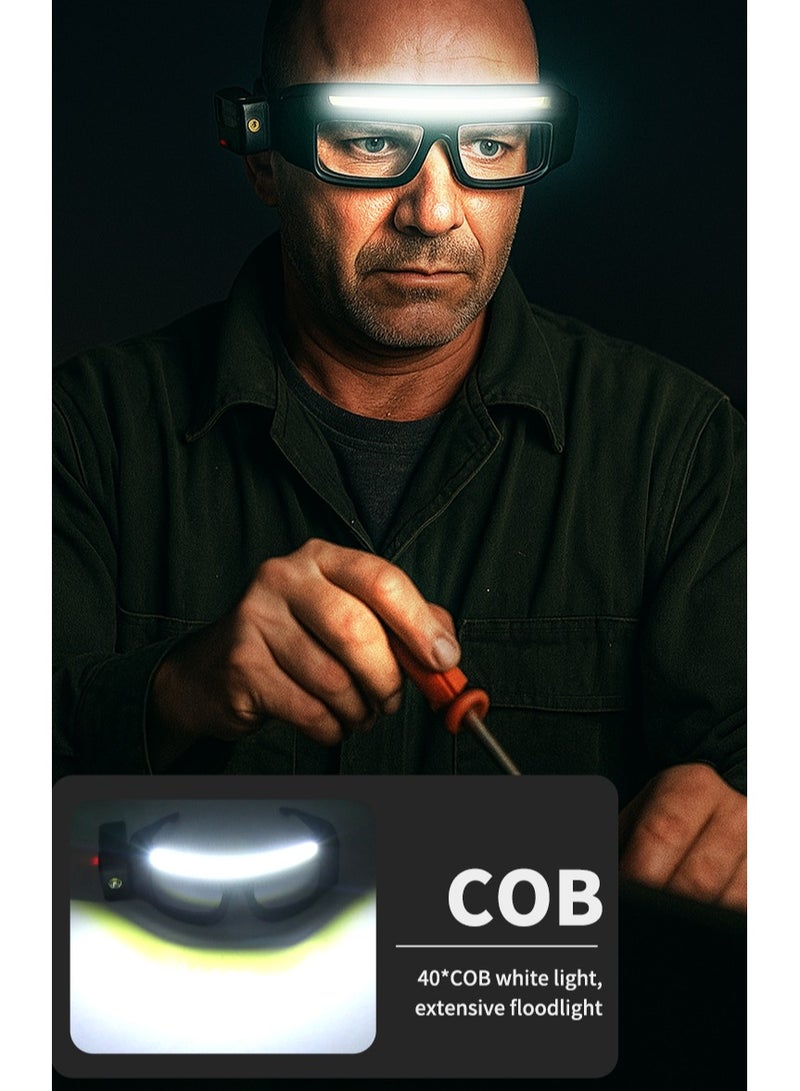 Safety Glasses with Lights,Cycling Glasses and Goggles - Safety Cycling Eyewear with TYPE-C Light Anti-Fog for Welding Sports Motorcycle Driving Fishing Women Men(1pcs Blue) - Image 3