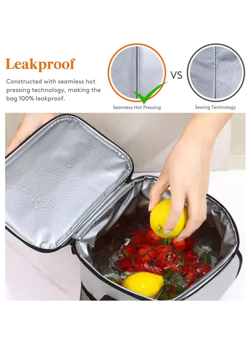 Insulated Lunch Bag, Reusable Leakproof Thermal Tote Bag for Men & Women with Adjustable Shoulder Strap, for your family with Work/Picnic/Beach - Image 5