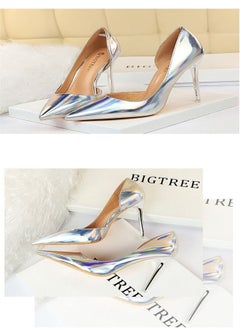 BIGTREE Pointed Side Cut-Out High Heel 10.5CM Silver  - Image 2