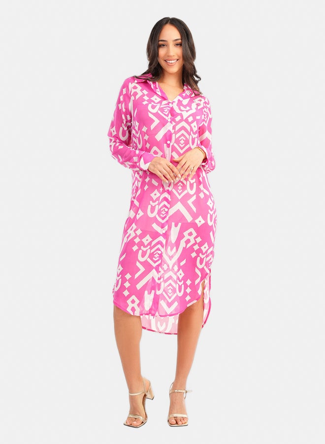 Carina Round Hem Chiffon Shirt Dress  - Image 1