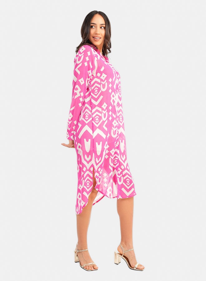 Carina Round Hem Chiffon Shirt Dress  - Image 5