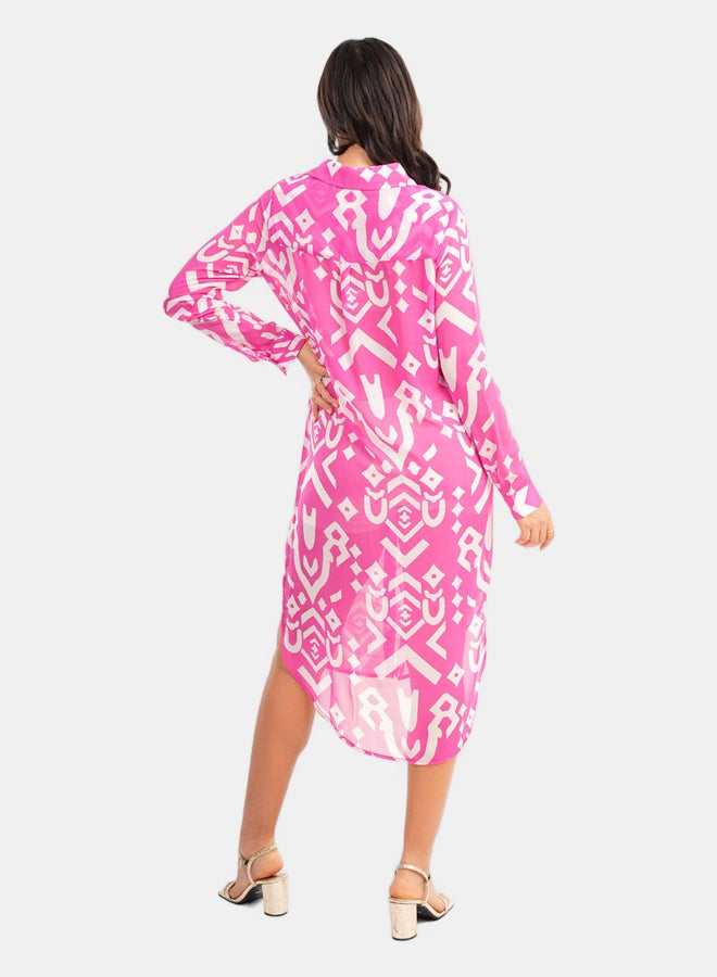Carina Round Hem Chiffon Shirt Dress  - Image 3