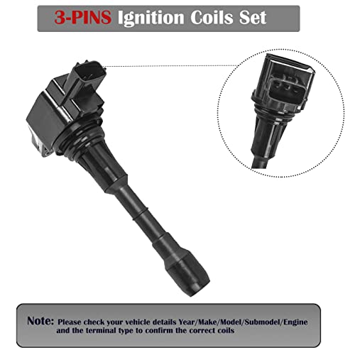 LCWRGS مجموعة من 6 حزم لفائف الإشعال وشمعات الإشعال تناسب 3.5 V6 نيسان مورانو ماكسيما ألتيمة باثفايندر إنفينيتي G35 EX35 JX35 2009 2010 2011 2012 2013 2014 2015 2016 3.5L لفائف وشمعات الإشعال تحل محل# UF550 - Image 4