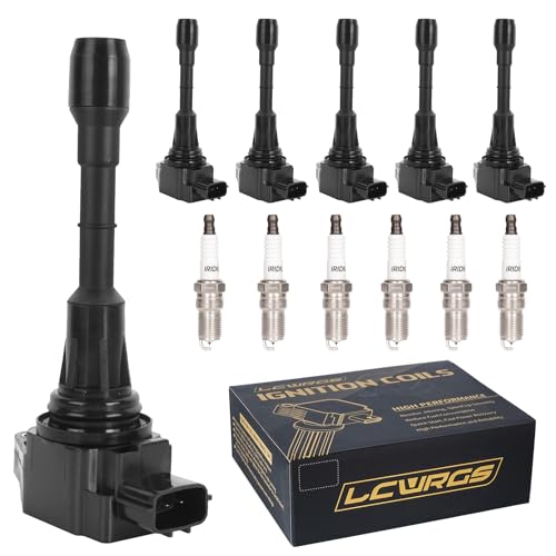 LCWRGS مجموعة من 6 حزم لفائف الإشعال وشمعات الإشعال تناسب 3.5 V6 نيسان مورانو ماكسيما ألتيمة باثفايندر إنفينيتي G35 EX35 JX35 2009 2010 2011 2012 2013 2014 2015 2016 3.5L لفائف وشمعات الإشعال تحل محل# UF550 - Image 1