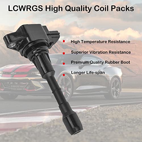 LCWRGS مجموعة من 6 حزم لفائف الإشعال وشمعات الإشعال تناسب 3.5 V6 نيسان مورانو ماكسيما ألتيمة باثفايندر إنفينيتي G35 EX35 JX35 2009 2010 2011 2012 2013 2014 2015 2016 3.5L لفائف وشمعات الإشعال تحل محل# UF550 - Image 2