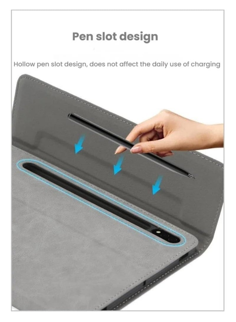 Leather case for Samsung Galaxy Tab S10 Ultra, power pouch + drop-proof tablet case with auto sleep/wake and stand feature - Image 4