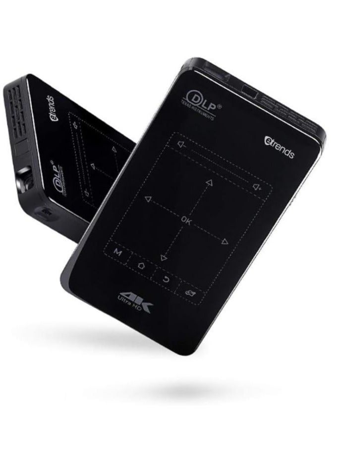 جهاز عرض D7 مصغر بتقنية المعالجة الديجيتال للضوء DLP ذاكرة رام 2 جيجابايت روم 16 4K مع واي فاي مدمج وبلوتوث - اسود 854 x 480 - Image 1